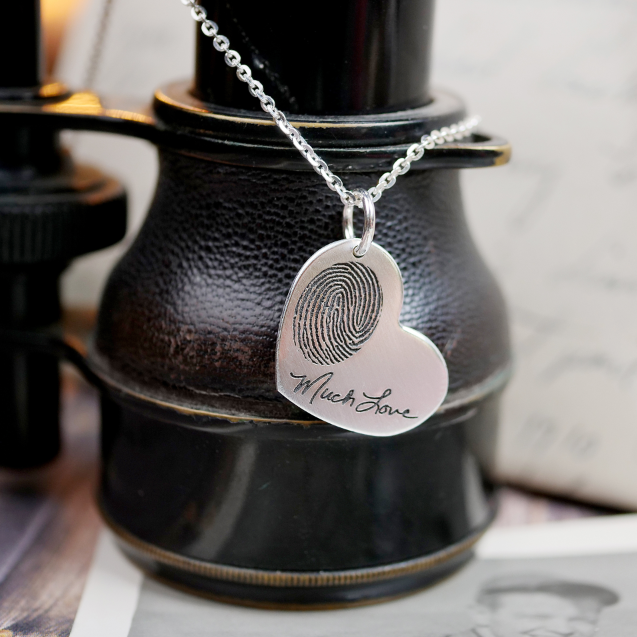 Fingerprint Heart Necklace - Custom Engraving