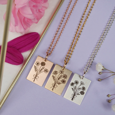 Birth Flower Bouquet Coin Necklace | MAMALOVES